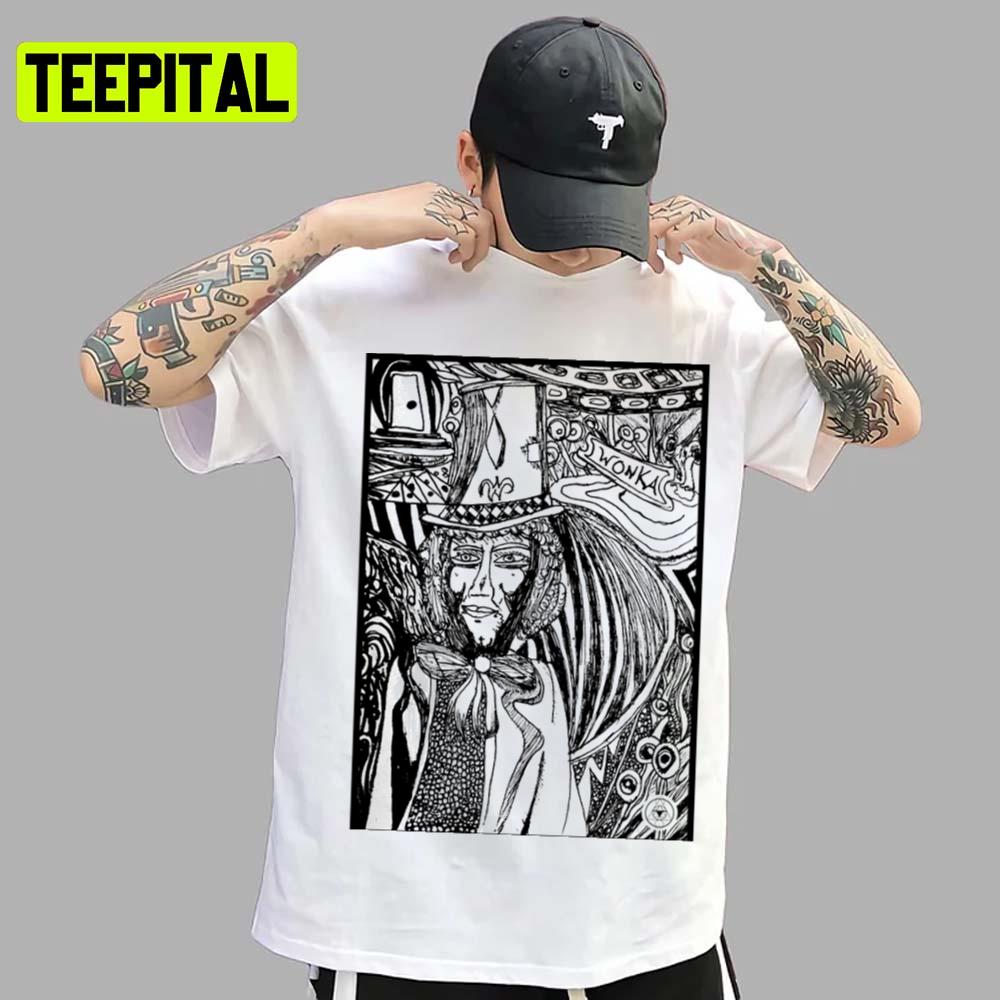 Black And White Art Willy Wonka Unisex T-Shirt Black And White Art Willy Wonka Unisex T-Shirt