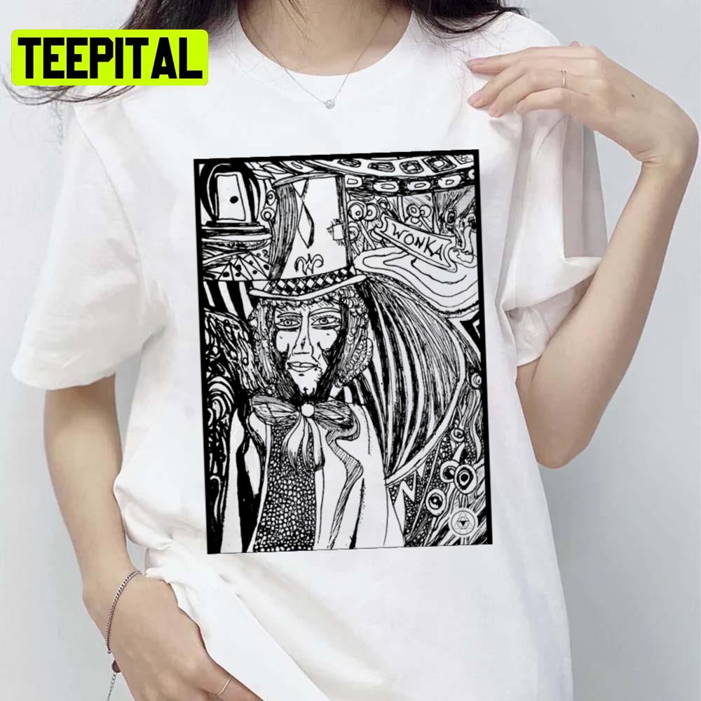 Black And White Art Willy Wonka Unisex T-Shirt Black And White Art Willy Wonka Unisex T-Shirt