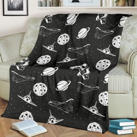 Black And White Space Astronauts Best Seller Fleece Blanket Throw Blanket Gift Black And White Space Astronauts Best Seller Fleece Blanket Throw Blanket Gift