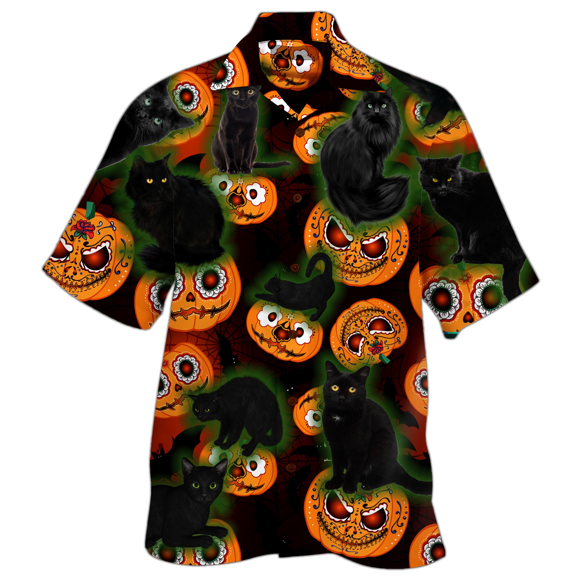 Black Cat 3d All Over Print Summer Button Design For Halloween Hawaii Shirt Black Cat 3d All Over Print Summer Button Design For Halloween Hawaii Shirt