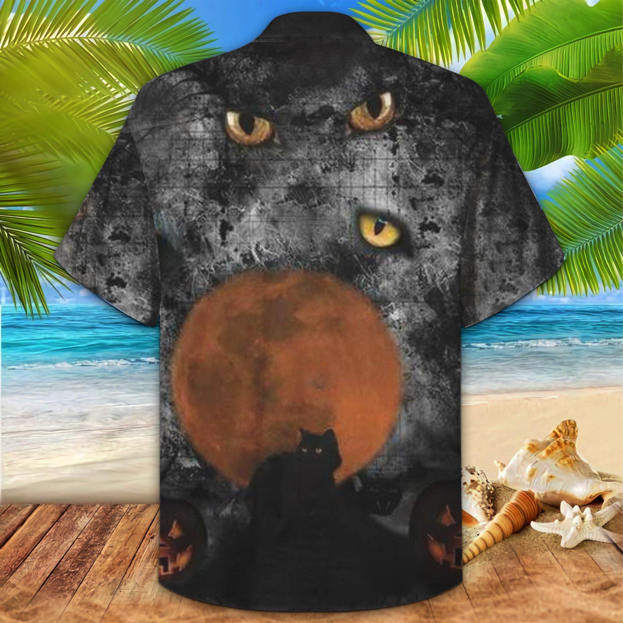 Black Cat 3d All Over Print Summer Button Design For Halloween Hawaii Shirt Black Cat 3d All Over Print Summer Button Design For Halloween Hawaii Shirt