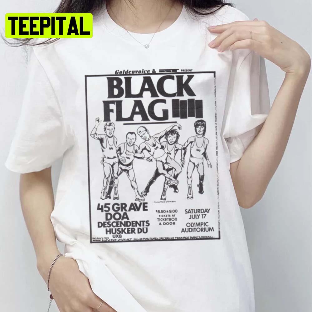 Black Flag Concert Husker Du Unisex T-Shirt Black Flag Concert Husker Du Unisex T-Shirt