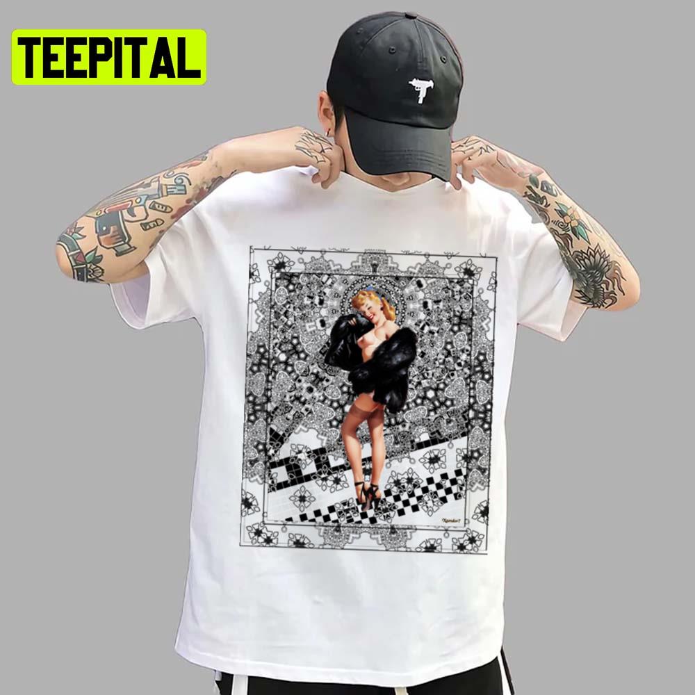 Black Mink By Gil Elvgren Remastered Retro Xzendor Reproductions Colored Design Unsex T-Shirt Black Mink By Gil Elvgren Remastered Retro Xzendor Reproductions Colored Design Unsex T-Shirt
