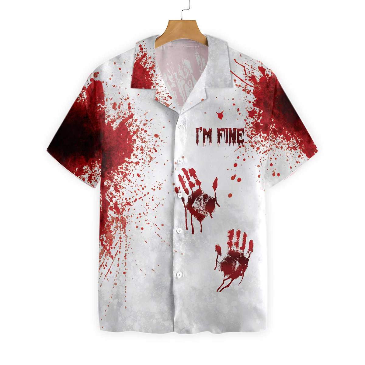 Blood Splatter I'm Fine 3d All Over Print Summer Button Design For Halloween Hawaii Shirt Blood Splatter I'm Fine 3d All Over Print Summer Button Design For Halloween Hawaii Shirt
