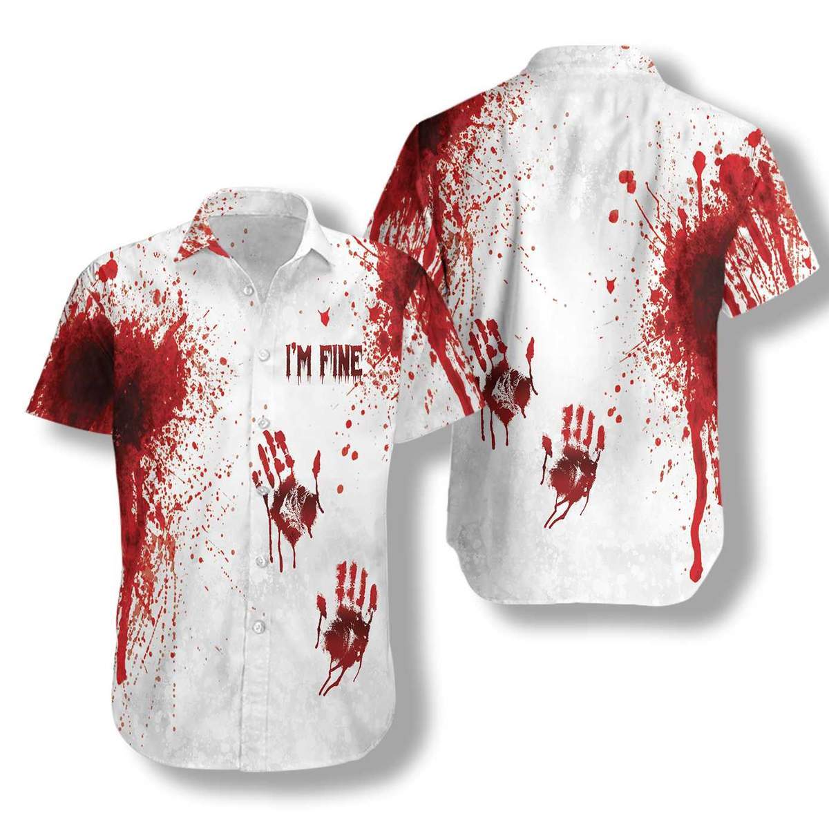 Blood Splatter I'm Fine 3d All Over Print Summer Button Design For Halloween Hawaii Shirt Blood Splatter I'm Fine 3d All Over Print Summer Button Design For Halloween Hawaii Shirt