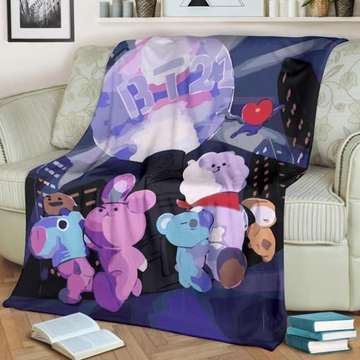 Bts Bt21 Premium Fleece Blanket Throw Blanket Gift Bts Bt21 Premium Fleece Blanket Throw Blanket Gift