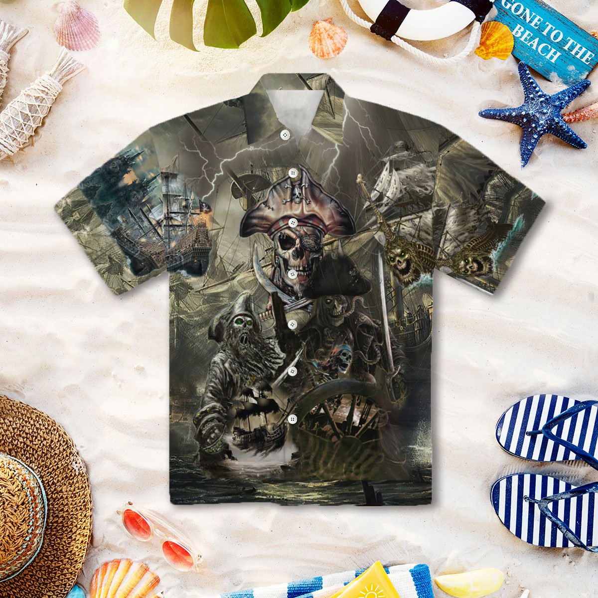 Caribbean Skull Pirate Ghost Ship 3d All Over Print Button Design For Halloween Hawaii Shirt Caribbean Skull Pirate Ghost Ship 3d All Over Print Button Design For Halloween Hawaii Shirt