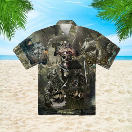 Caribbean Skull Pirate Ghost Ship 3d All Over Print Button Design For Halloween Hawaii Shirt Caribbean Skull Pirate Ghost Ship 3d All Over Print Button Design For Halloween Hawaii Shirt