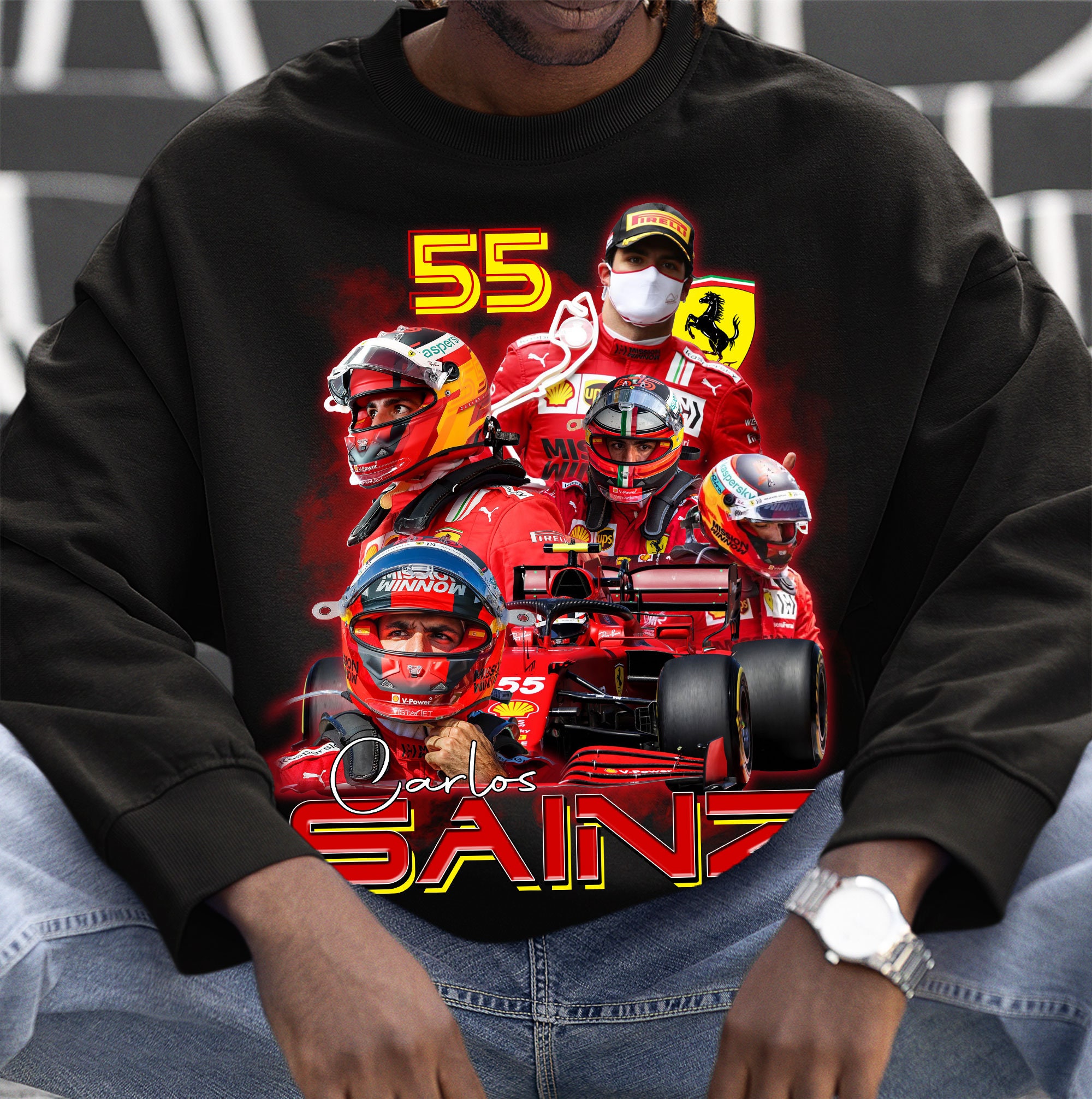 Carlos Sain Ferrari 55 Racer Car Fan Nascar Racing Formula 1 F1 Shirt Carlos Sain Ferrari 55 Racer Car Fan Nascar Racing Formula 1 F1 Shirt