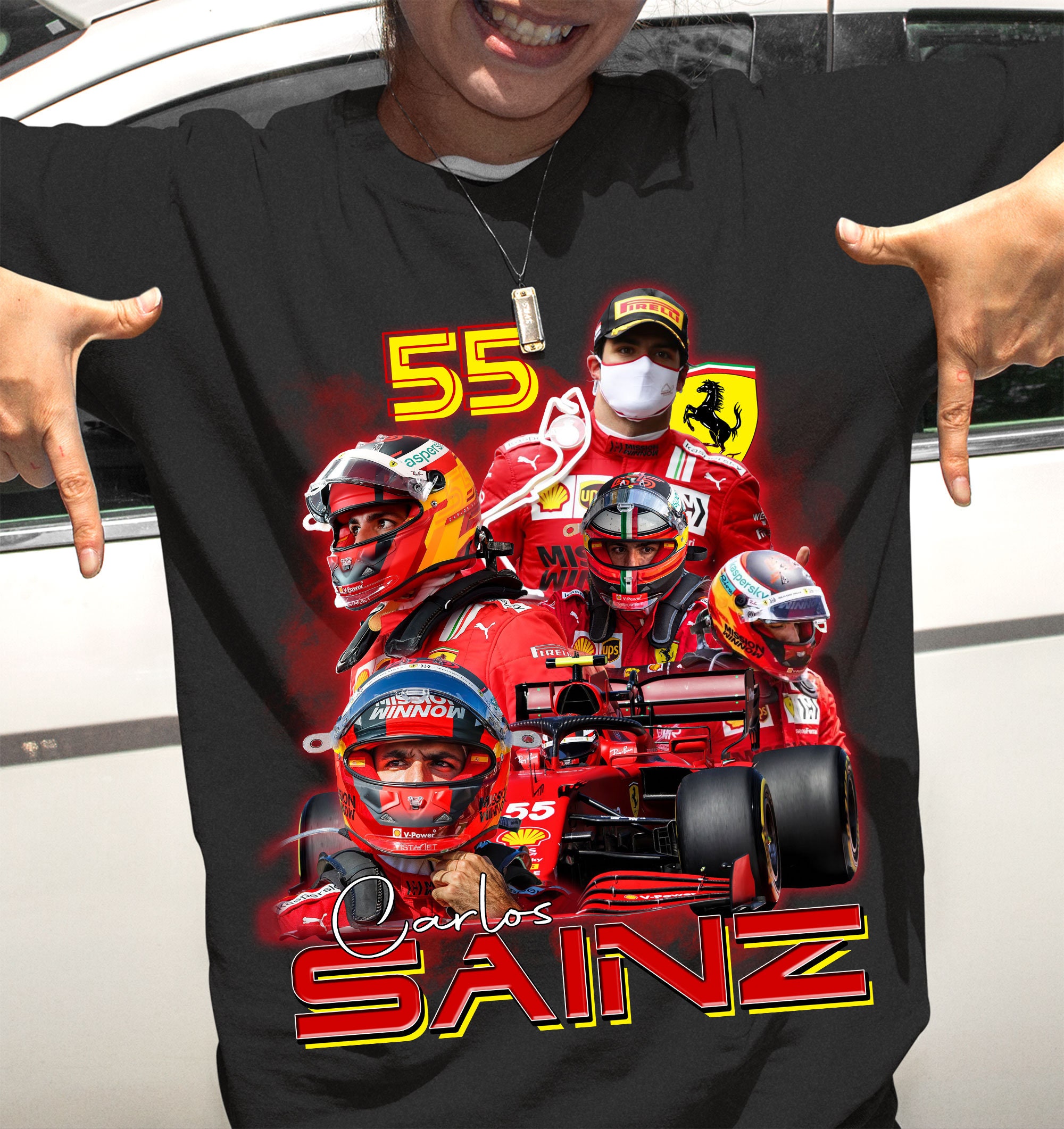 Carlos Sain Ferrari 55 Racer Car Fan Nascar Racing Formula 1 F1 Shirt Carlos Sain Ferrari 55 Racer Car Fan Nascar Racing Formula 1 F1 Shirt