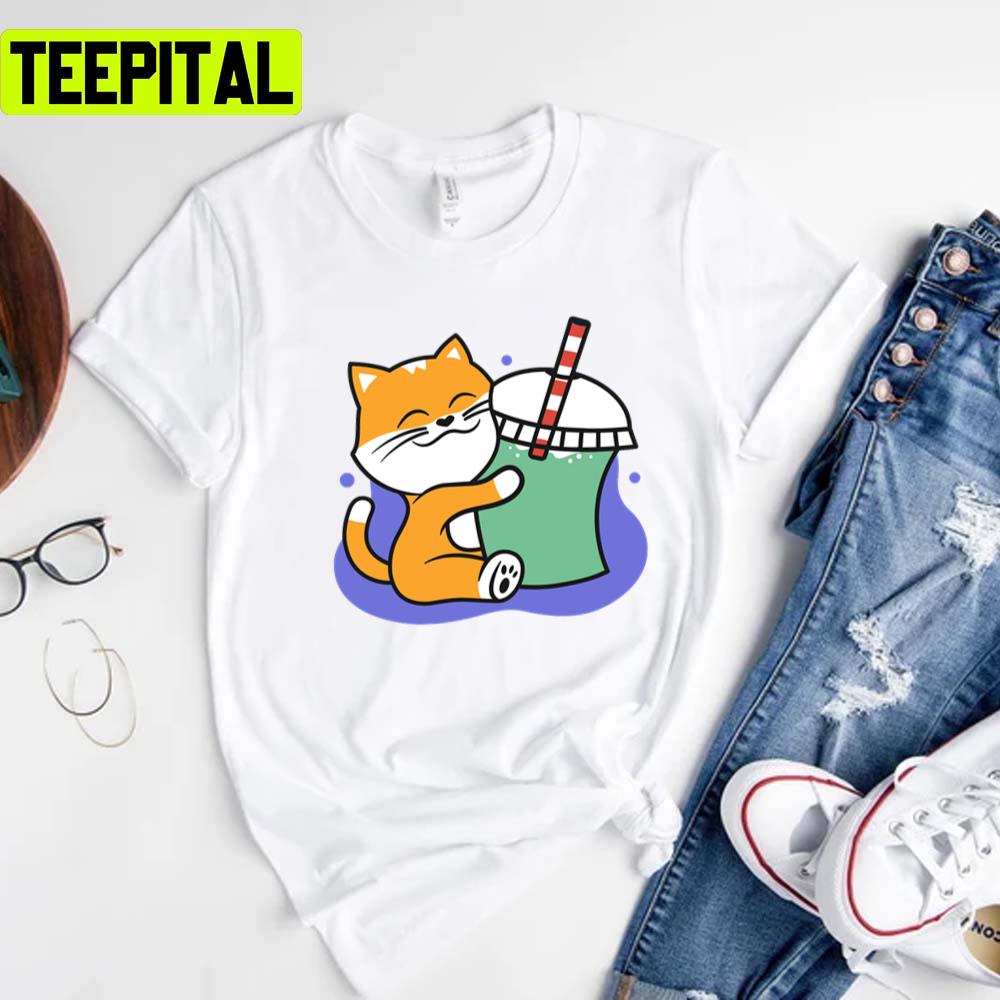 Cat Tea Hug Me Right Meow Design Unisex T-Shirt Cat Tea Hug Me Right Meow Design Unisex T-Shirt