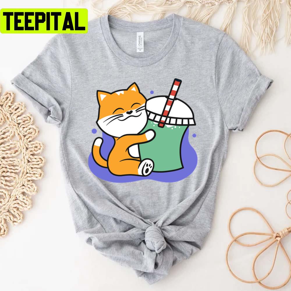 Cat Tea Hug Me Right Meow Design Unisex T-Shirt Cat Tea Hug Me Right Meow Design Unisex T-Shirt