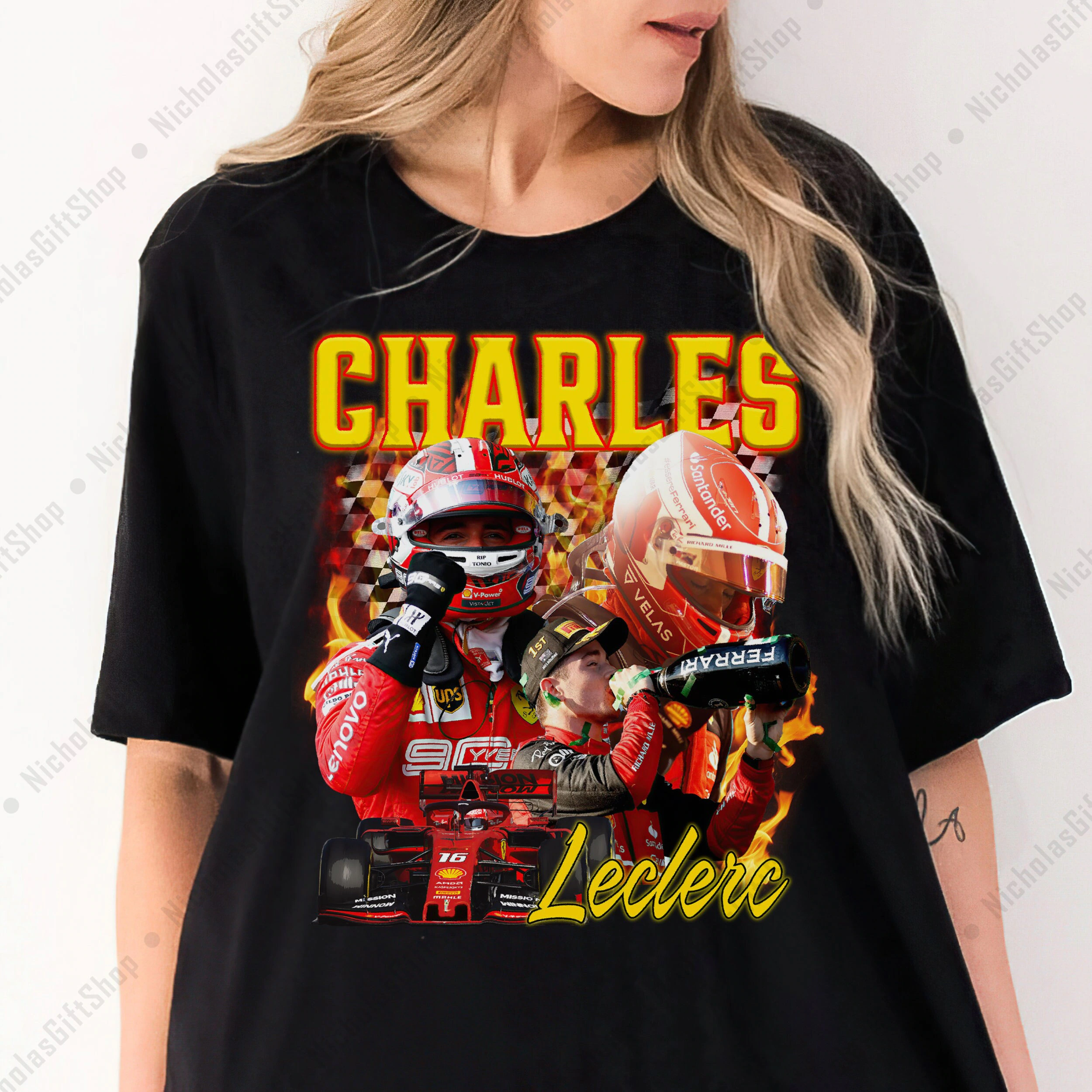 Charles Leclerc Driver Racing Championship Vintage 90s Unisex T-Shirt Charles Leclerc Driver Racing Championship Vintage 90s Unisex T-Shirt