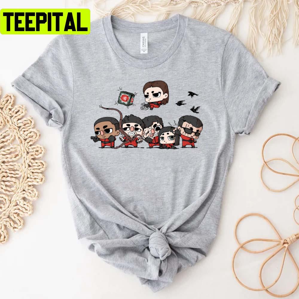 Chibi Members In Umbrella Academy Sparrow Academy Unisex T-Shirt Chibi Members In Umbrella Academy Sparrow Academy Unisex T-Shirt