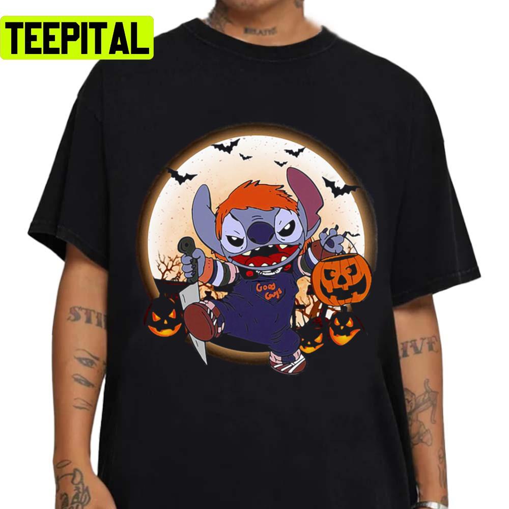 Chucky Killer Night Design For Halloween Stitch Unisex T-Shirt Chucky Killer Night Design For Halloween Stitch Unisex T-Shirt