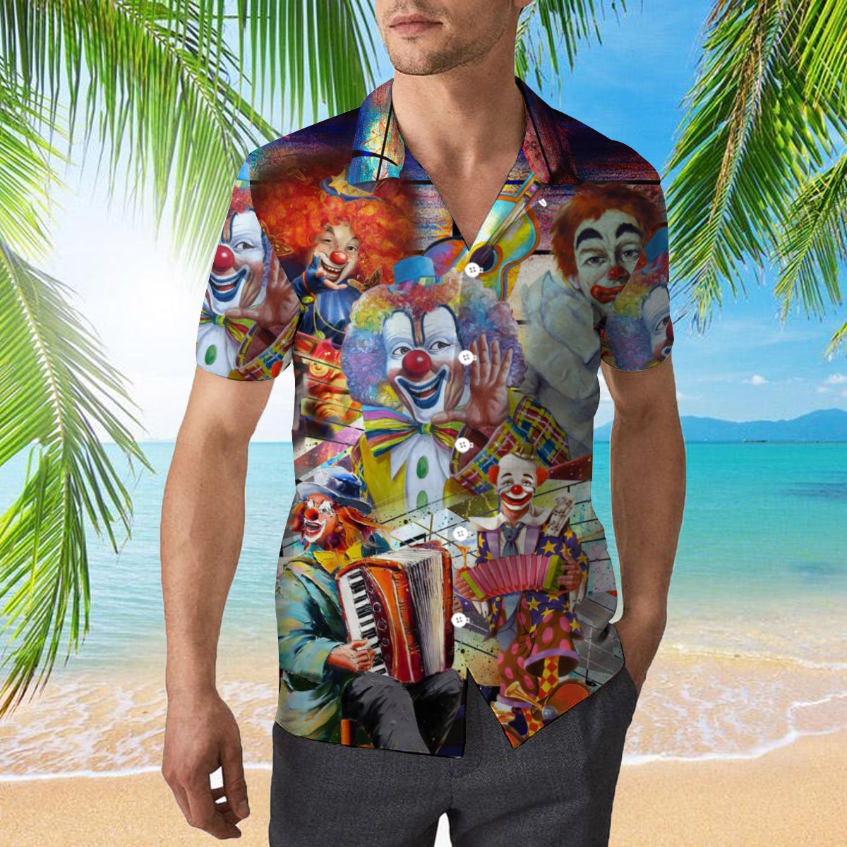 Circus Clowns Musician Player 3d All Over Print Button Design For Halloween Hawaii Shirt Circus Clowns Musician Player 3d All Over Print Button Design For Halloween Hawaii Shirt