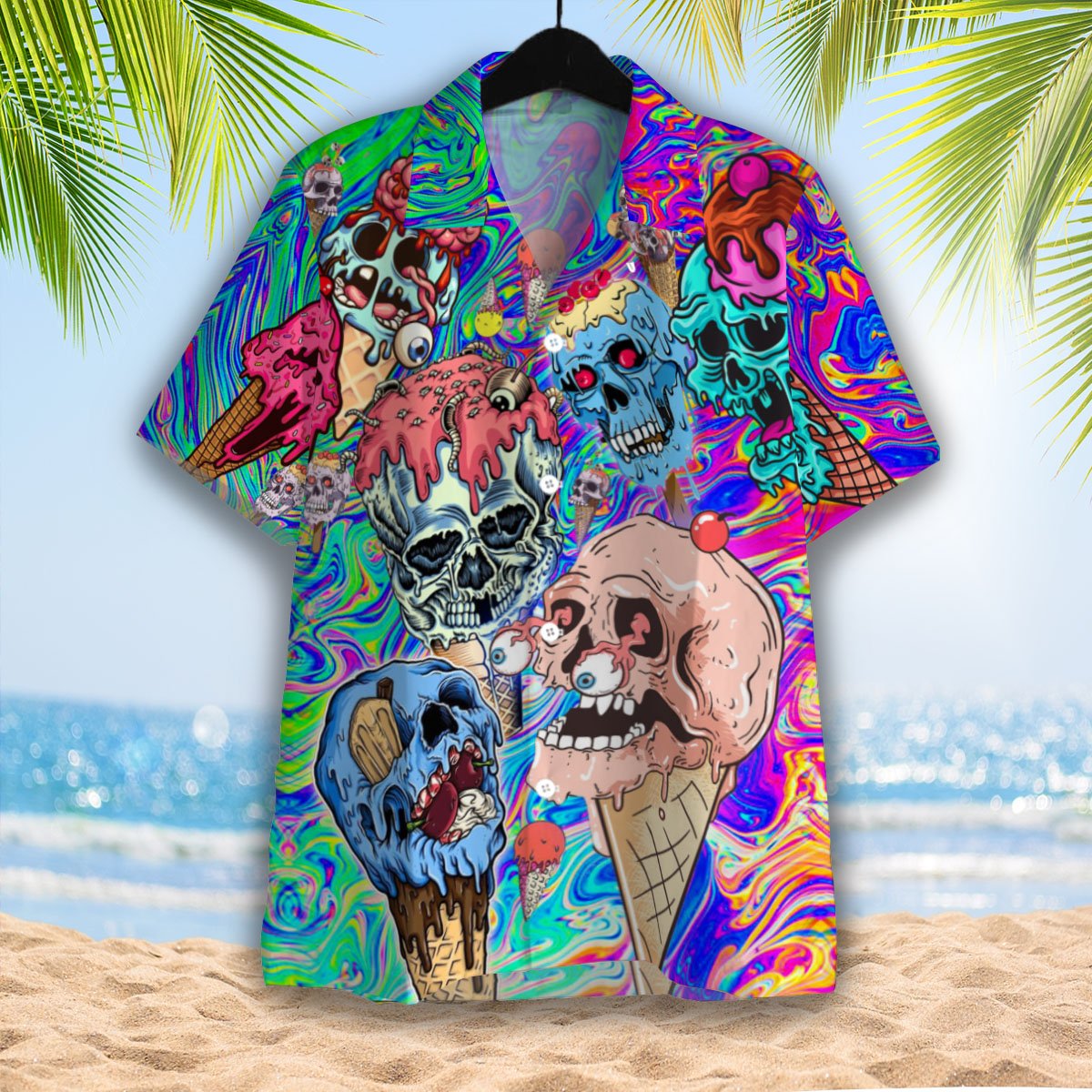 Clown Skull Ice Cream 3d All Over Print Button Design For Halloween Hawaii Shirt Clown Skull Ice Cream 3d All Over Print Button Design For Halloween Hawaii Shirt