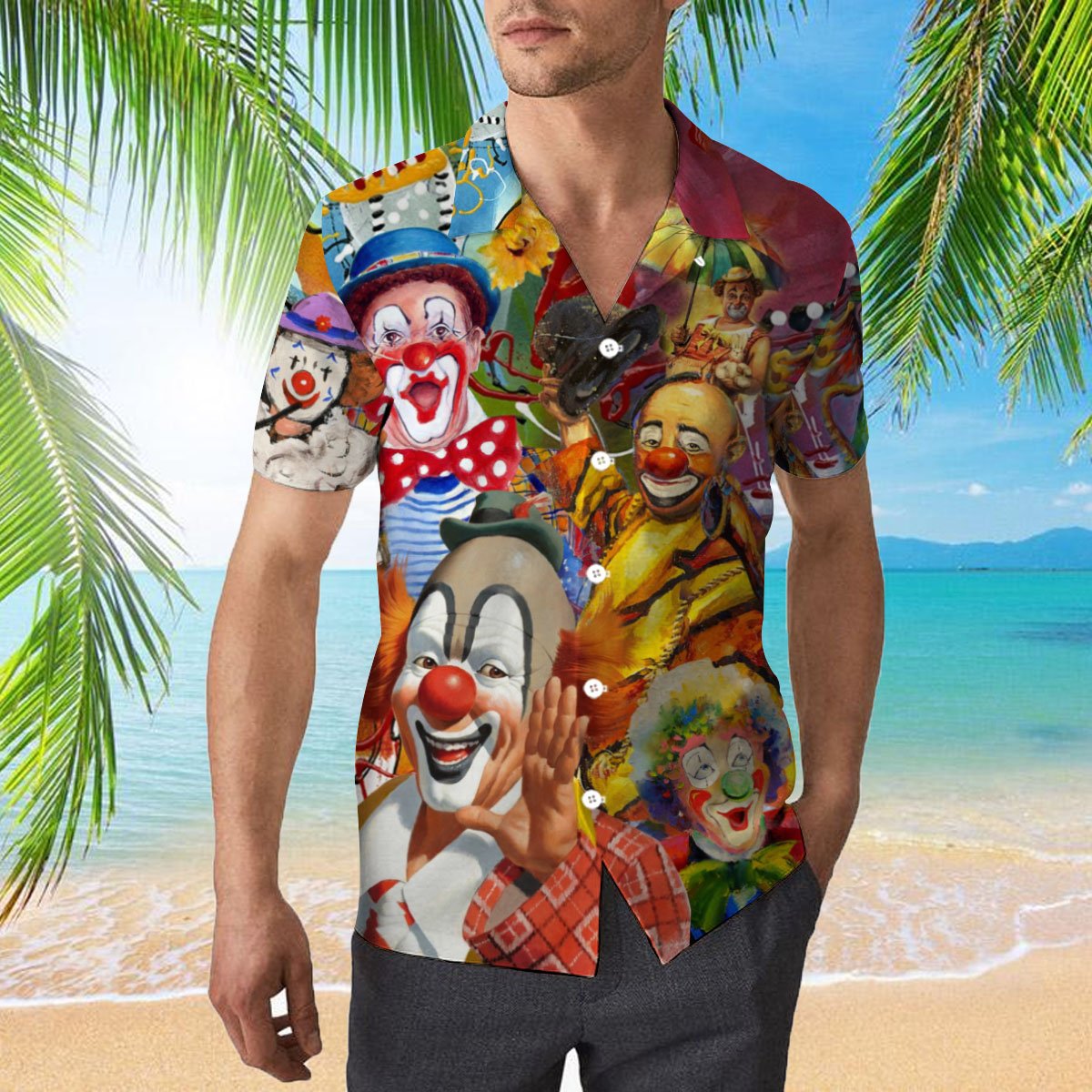 Clowns Smile Now Cry Later 3d All Over Print Button Design For Halloween Hawaii Shirt Clowns Smile Now Cry Later 3d All Over Print Button Design For Halloween Hawaii Shirt
