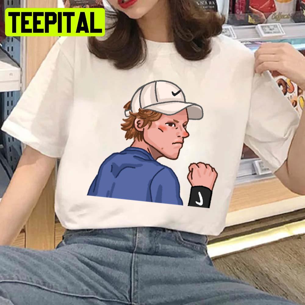 Cute Animated Portrait Jannik Sinner Unisex T-Shirt Cute Animated Portrait Jannik Sinner Unisex T-Shirt