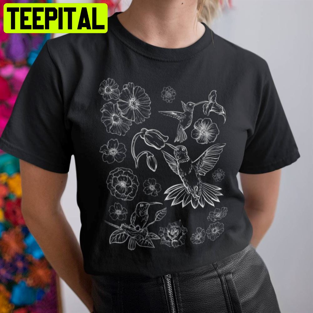 Cute Birds And Beautiful Flowers Unisex T-Shirt Cute Birds And Beautiful Flowers Unisex T-Shirt