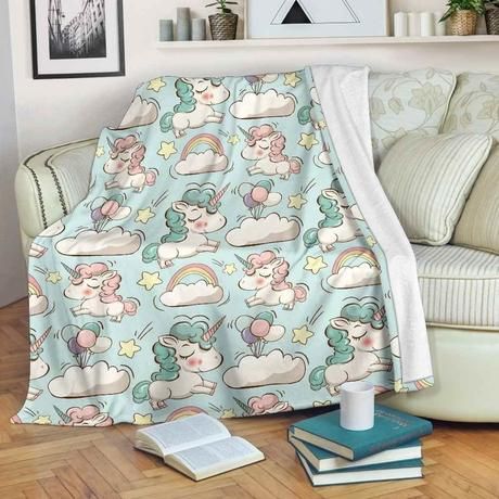 Cute Rainbow Unicorn Best Seller Fleece Blanket Throw Blanket Gift Cute Rainbow Unicorn Best Seller Fleece Blanket Throw Blanket Gift