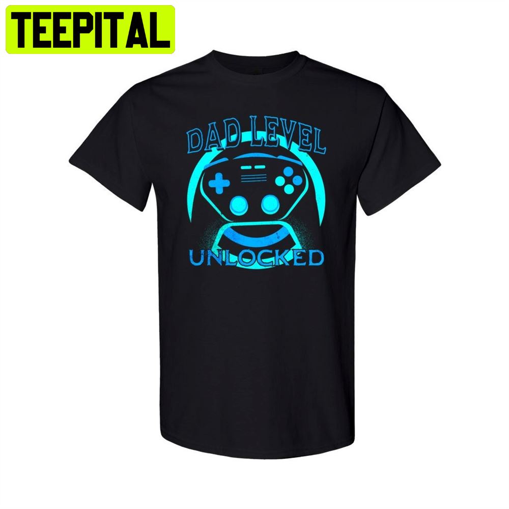 Dad Level Unlocked Blue Glow Unisex T-Shirt Dad Level Unlocked Blue Glow Unisex T-Shirt