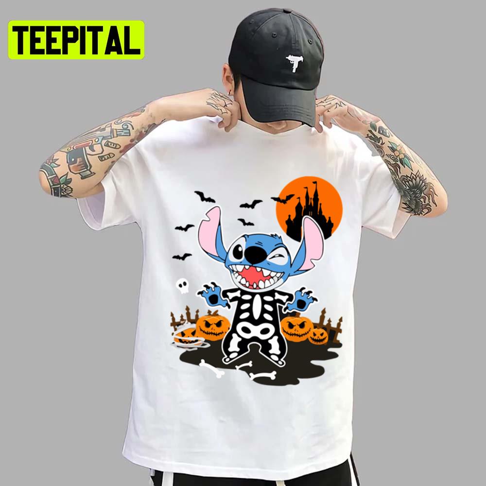 Design For Halloween Stitch Skeleton Halloween Night Unisex T-Shirt Design For Halloween Stitch Skeleton Halloween Night Unisex T-Shirt