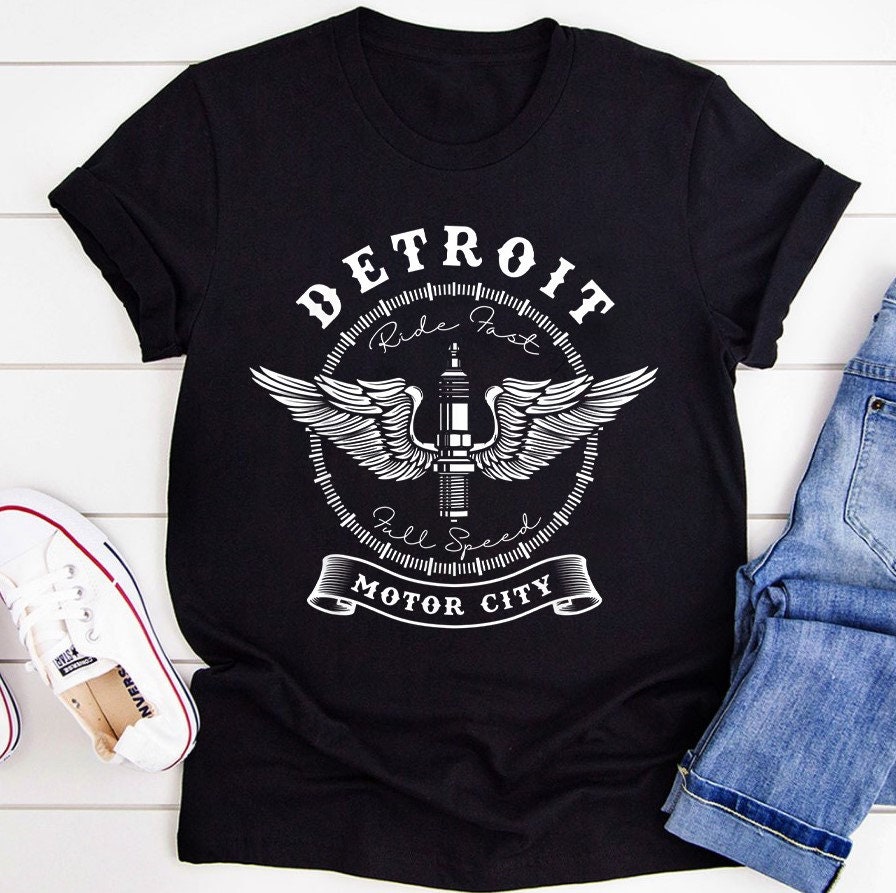 Detroit Michigan Black Detroit The Motor City Ride Fast Full Speed Unisex T-Shirt Detroit Michigan Black Detroit The Motor City Ride Fast Full Speed Unisex T-Shirt