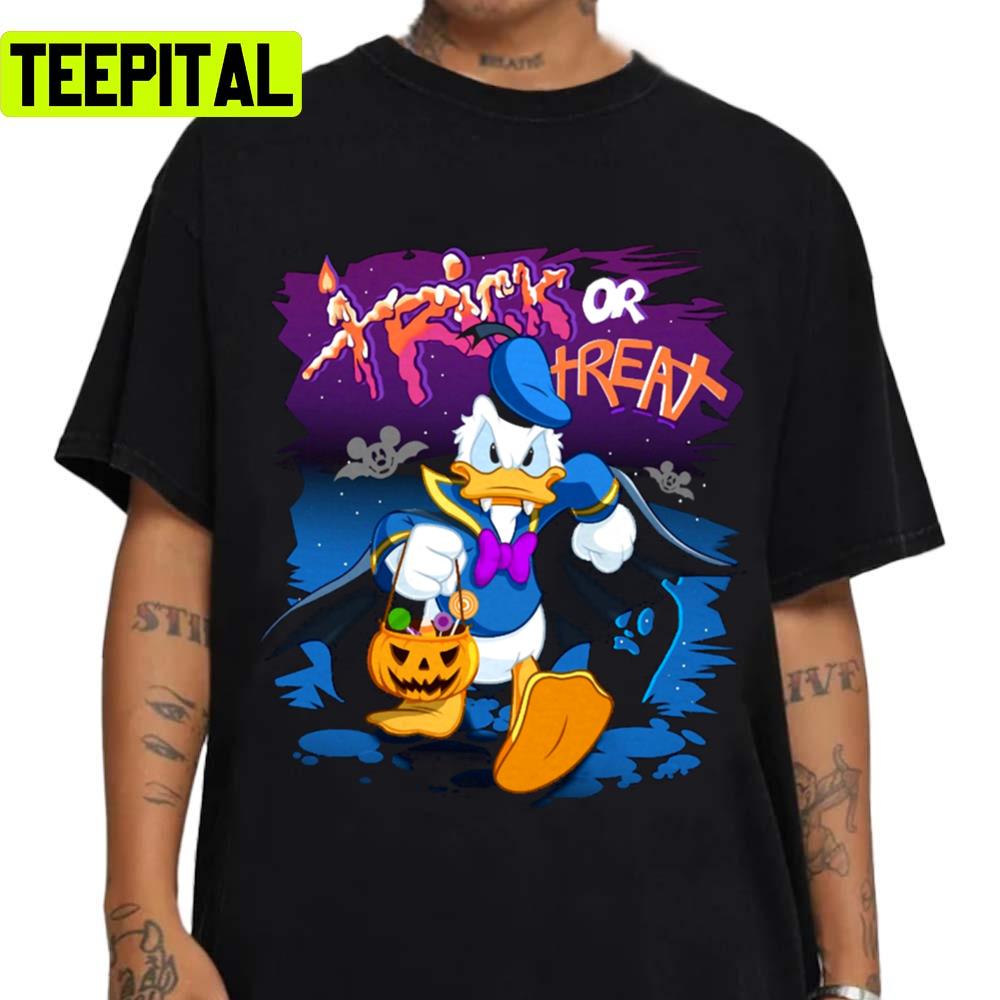 Donald Halloween Duck Trick Or Treat Design For Halloween Unisex T-Shirt Donald Halloween Duck Trick Or Treat Design For Halloween Unisex T-Shirt