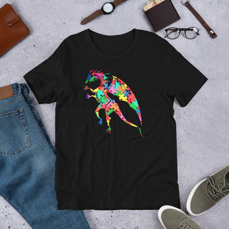 Dragon Autism Awareness Cool Puzzle Short-Sleeve Unisex T-Shirt Dragon Autism Awareness Cool Puzzle Short-Sleeve Unisex T-Shirt