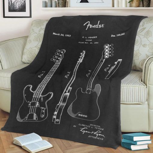 Fender Bass Blueprint Best Seller Fleece Blanket Throw Blanket Gift Fender Bass Blueprint Best Seller Fleece Blanket Throw Blanket Gift