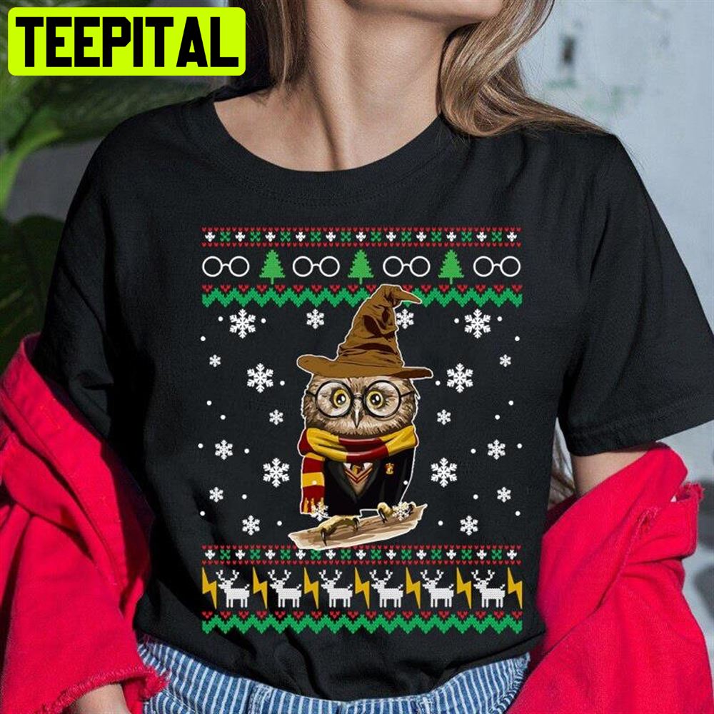 Funny Cute Owl Harry Magical Wizard Potter Christmas Unisex T-Shirt Funny Cute Owl Harry Magical Wizard Potter Christmas Unisex T-Shirt