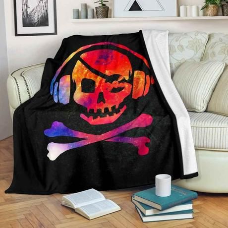 Galaxy Skull Dj Fleece Blanket Throw Blanket Gift Galaxy Skull Dj Fleece Blanket Throw Blanket Gift