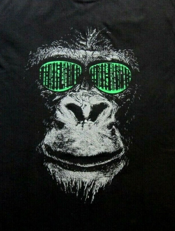 Gorilla Monkey Ape Matrix Glasses Banksy Inspired Graphic Unisex T-Shirt Gorilla Monkey Ape Matrix Glasses Banksy Inspired Graphic Unisex T-Shirt