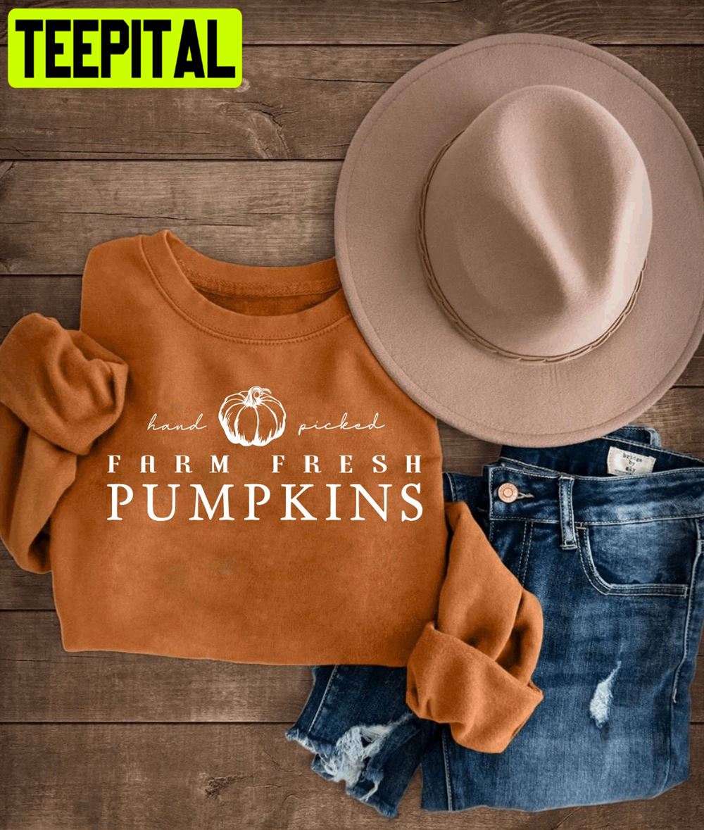 Hand Picked Farm Fresh Pumpkins Burnt Orange Unisex T-Shirt Hand Picked Farm Fresh Pumpkins Burnt Orange Unisex T-Shirt