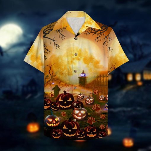 Happy Meow-O-Ween 3d All Over Print Summer Button Design For Halloween Hawaii Shirt