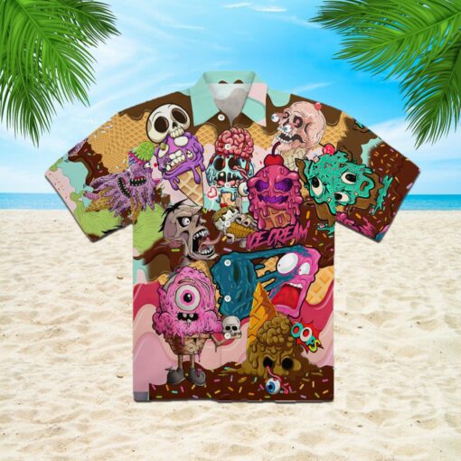 Ice Cream Zombie 3d All Over Print Button Design For Halloween Hawaii Shirt Ice Cream Zombie 3d All Over Print Button Design For Halloween Hawaii Shirt