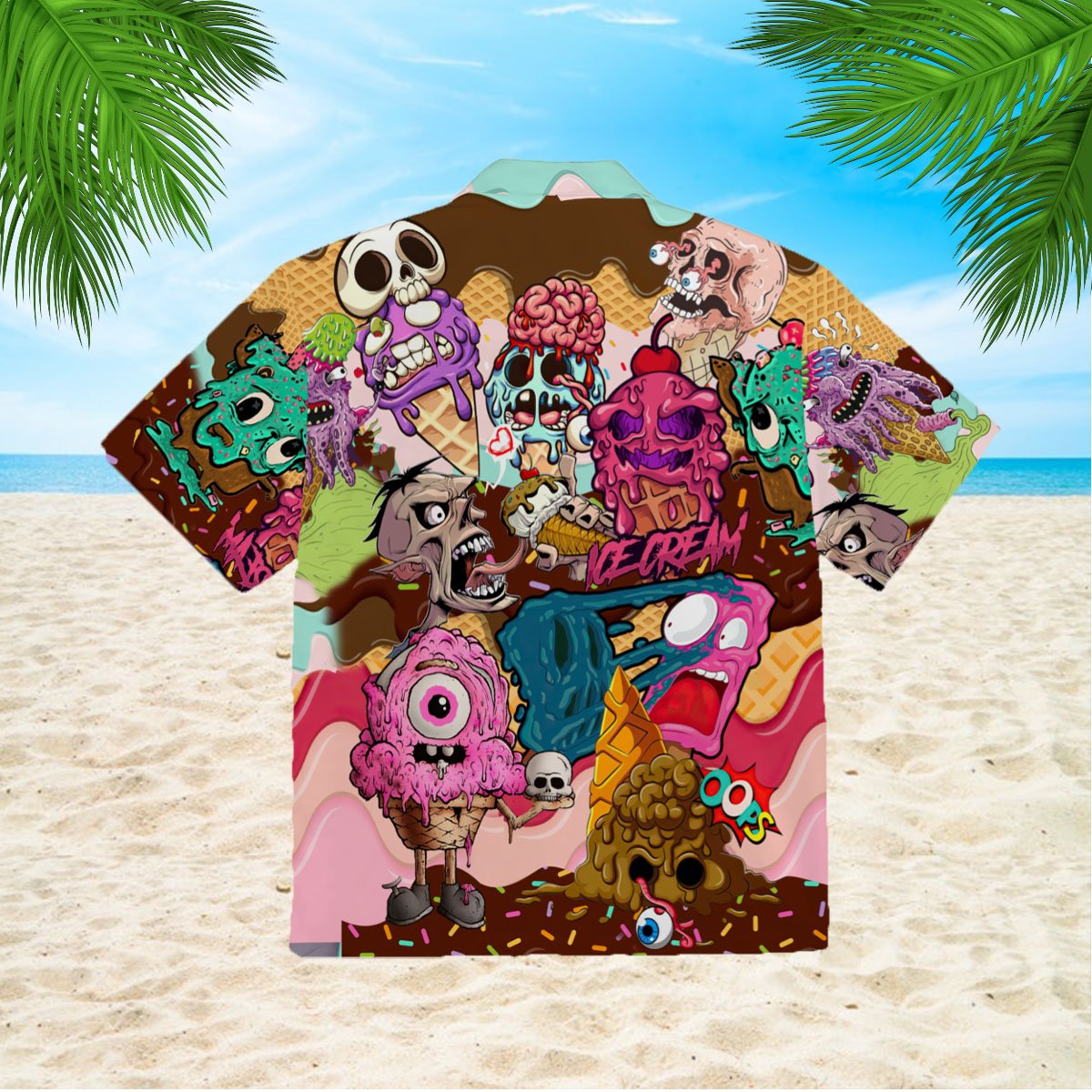 Ice Cream Zombie 3d All Over Print Button Design For Halloween Hawaii Shirt Ice Cream Zombie 3d All Over Print Button Design For Halloween Hawaii Shirt