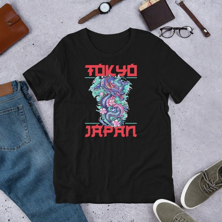 Japanese Tokyo Dragon Asian Retro 80s Style Short-Sleeve Unisex T-Shirt Japanese Tokyo Dragon Asian Retro 80s Style Short-Sleeve Unisex T-Shirt