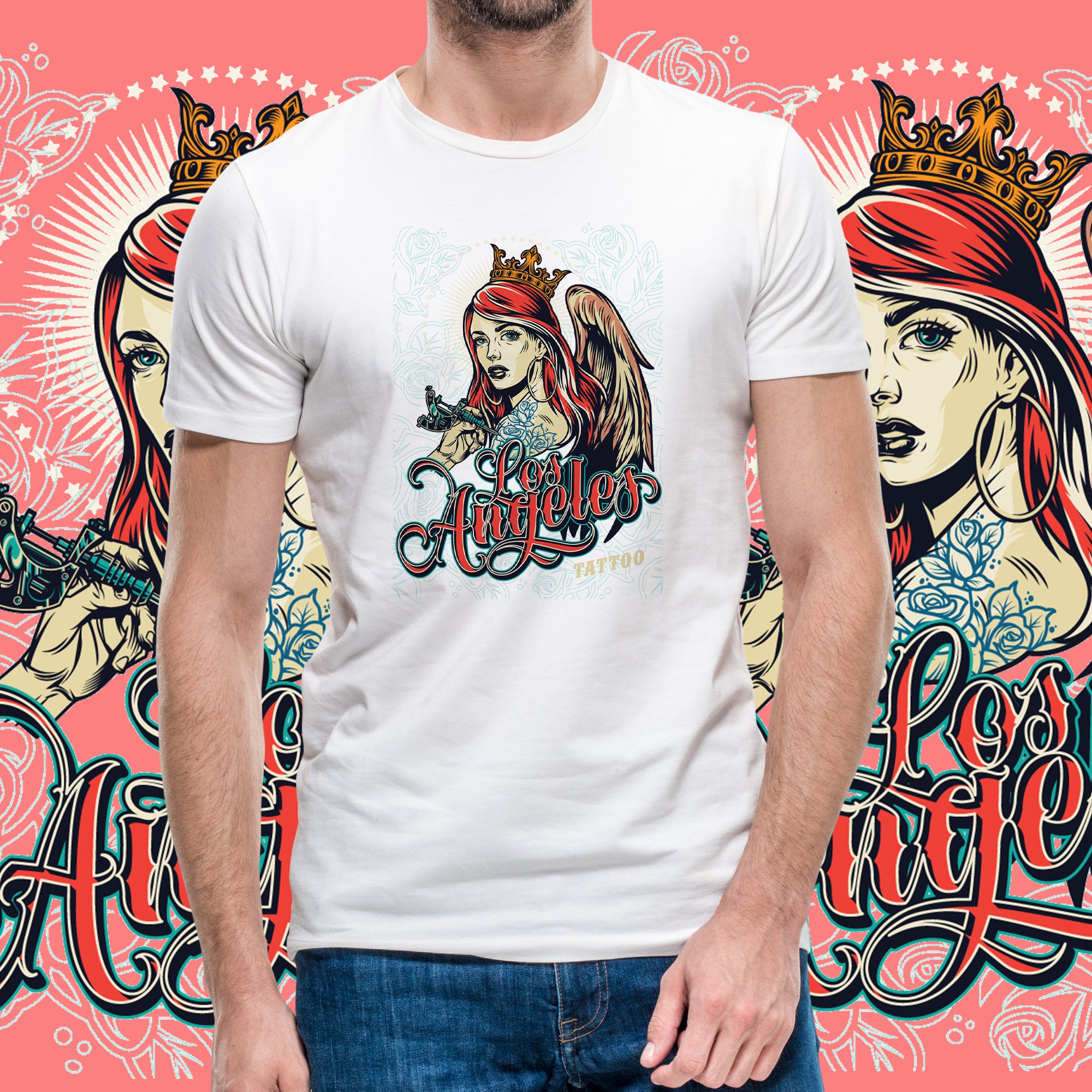 Los Angeles Tattoo Girl Art Unisex T-Shirt Los Angeles Tattoo Girl Art Unisex T-Shirt