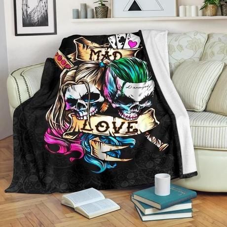 Mad Love Skull Haley Quinn And Joker Best Seller Fleece Blanket Throw Blanket Gift Mad Love Skull Haley Quinn And Joker Best Seller Fleece Blanket Throw Blanket Gift