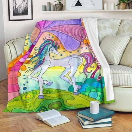 Magic Unicorn Fleece Blanket Throw Blanket Gift Magic Unicorn Fleece Blanket Throw Blanket Gift