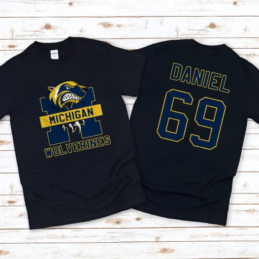 Michigan Wolverines Football Ncaa Sports Front Back Customized Text Number Unisex T-Shirt