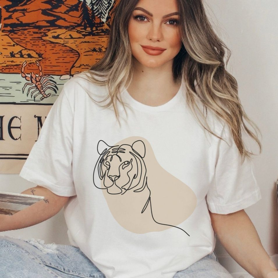 Minimal Line Drawing Tiger Shirt Minimal Line Drawing Tiger Shirt