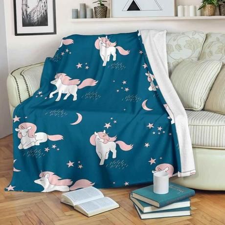 Moon Unicorn Fleece Blanket Throw Blanket Gift Moon Unicorn Fleece Blanket Throw Blanket Gift