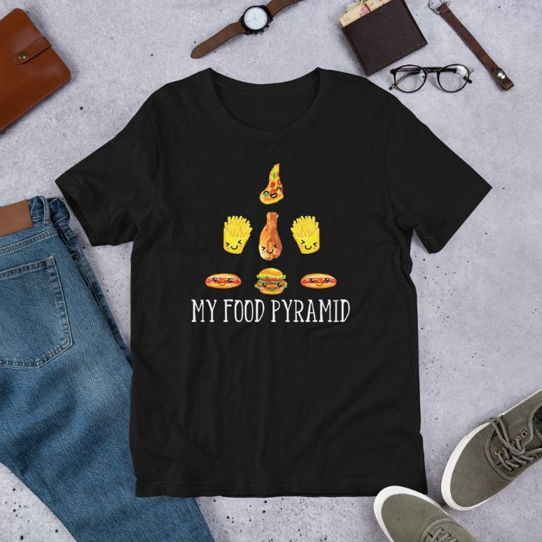 National Fast Food Day My Food Pyramid Funny Worker Gift Short-Sleeve Unisex T-Shirt National Fast Food Day My Food Pyramid Funny Worker Gift Short-Sleeve Unisex T-Shirt