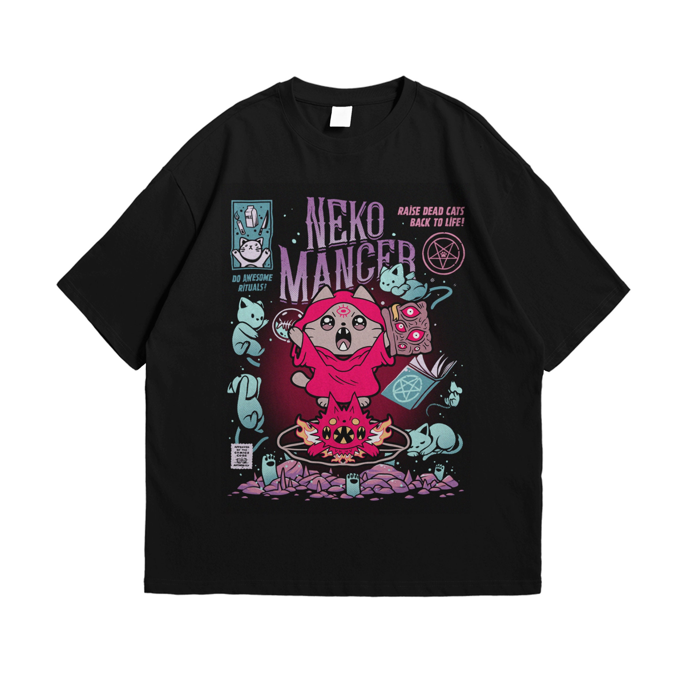 Neko Mancer Goth Gothic Kawaii Aesthetic Illustration Unisex T-Shirt Neko Mancer Goth Gothic Kawaii Aesthetic Illustration Unisex T-Shirt
