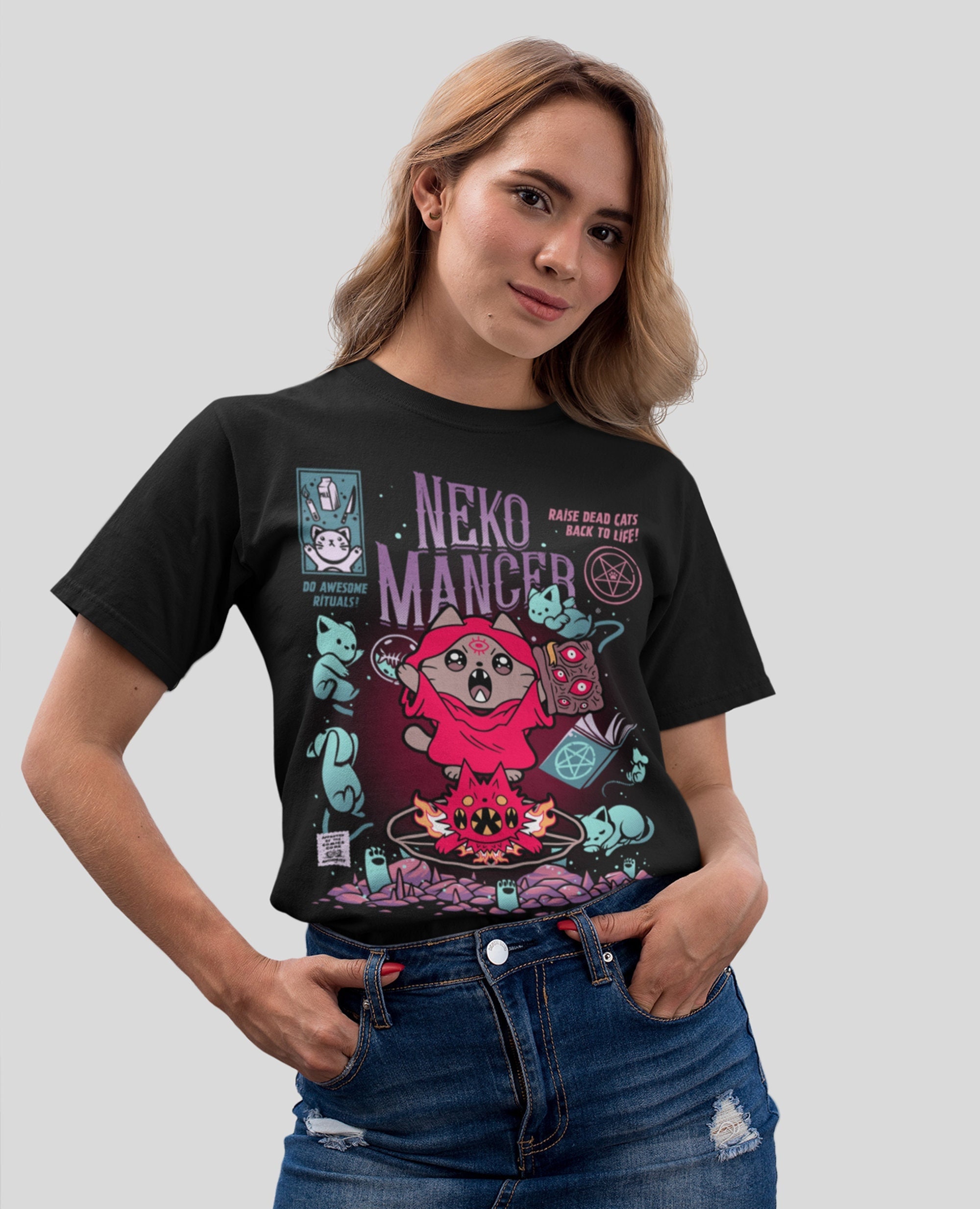Neko Mancer Goth Gothic Kawaii Aesthetic Illustration Unisex T-Shirt Neko Mancer Goth Gothic Kawaii Aesthetic Illustration Unisex T-Shirt
