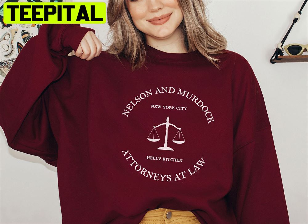 Nelson And Murdock Attorneys At Law New York City Hell's Kitchen Unisex Sweatshirt Nelson And Murdock Attorneys At Law New York City Hell's Kitchen Unisex Sweatshirt