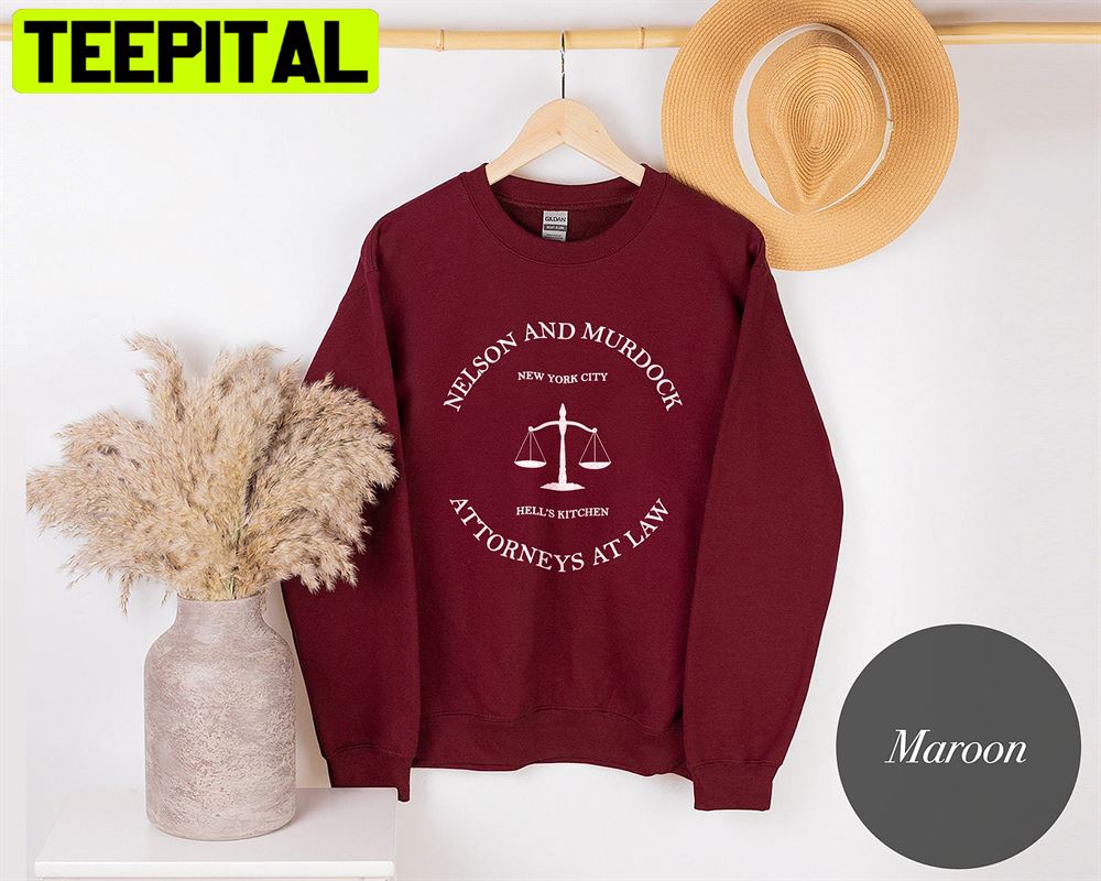 Nelson And Murdock Attorneys At Law New York City Hell's Kitchen Unisex Sweatshirt Nelson And Murdock Attorneys At Law New York City Hell's Kitchen Unisex Sweatshirt